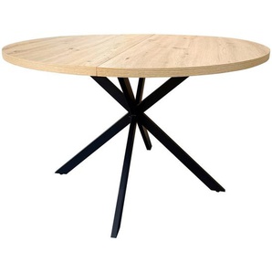 Mid.you Esstisch, Schwarz, Eiche, Metall, Holzwerkstoff, rund, Flachrohr, 120x75x120 cm, Bsci, Esszimmer, Tische, Esstische, Esstische rund