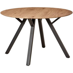 Mid.you Esstisch, Schwarz, Eiche, Metall, Holzwerkstoff, rund, Flachrohr, 120x76x120 cm, Bsci, Esszimmer, Tische, Esstische, Esstische rund