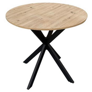 Mid.you Esstisch, Schwarz, Eiche, Metall, Holzwerkstoff, rund, Flachrohr, 80x75x80 cm, Bsci, Esszimmer, Tische, Esstische, Esstische rund