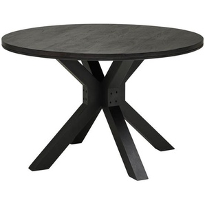 Mid.you Esstisch, Schwarz, Holz, Akazie, vollmassiv, Holz, rund, X-Form, 120x76x120 cm, gastro- und objekttauglich, Esszimmer, Tische, Esstische, Esstische rund