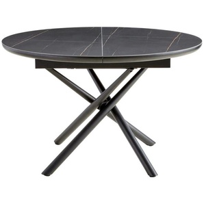 Mid.you Esstisch, Schwarz, Metall, Keramik, Holzwerkstoff, rund, Rundrohr, 120x76x120-160 cm, Bsci, ausziehbar, Esszimmer, Tische, Esstische,