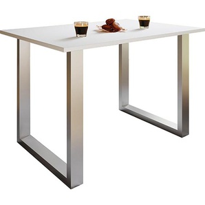 Mid.you Esstisch, Silber, Weiß, Holzwerkstoff, 50x76x140 cm, Esszimmer, Tische, Esstische