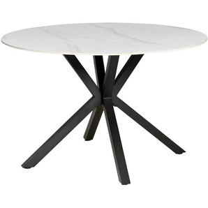 Mid.you Esstisch, Weiß, Metall, Keramik, rund, Rundrohr, 118x76x118 cm, Esszimmer, Tische, Esstische
