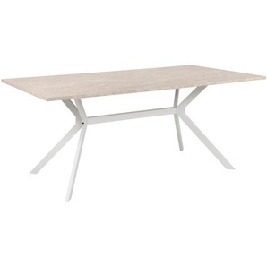 Mid.you Esstisch, Weiß, Sand, Holzwerkstoff, rechteckig, Stativgestell, 90x75x180 cm, Esszimmer, Tische, Esstische
