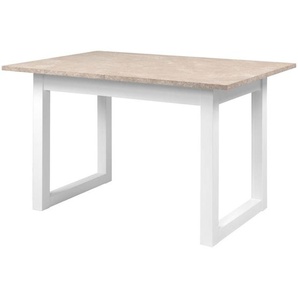 Mid.you Esstisch, Weiß, Sand, Holzwerkstoff, rechteckig, U-Form, 80x75x120 cm, ausziehbar, Esszimmer, Tische, Esstische