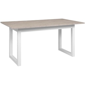 Mid.you Esstisch, Weiß, Sand, Holzwerkstoff, rechteckig, U-Form, 90x75x160-200 cm, ausziehbar, Esszimmer, Tische, Esstische, Esstische ausziehbar