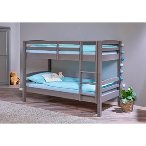 Mid.you Etagenbett Interlink Lavius, Grau, Holz, Kiefer, vollmassiv, Höhe ca. 19 cm, 90x200 cm, Kinder- & Jugendzimmer, Kindermöbel, Kinderbetten, Etagenbetten