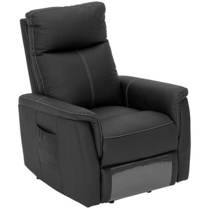 Mid.you Fernsehsessel , Schwarz , Textil, Leder , Echtleder , Büffelleder , 78x108x91 cm , Relaxfunktion, Aufstehhilfe , Wohnzimmer, Sessel, Fernsehsessel
