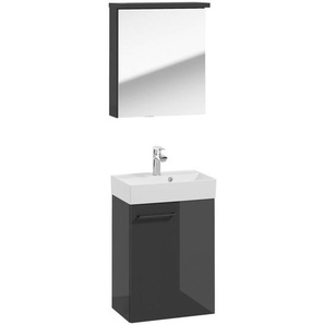 Mid.you Gästebad, Anthrazit, Holzwerkstoff, 2 Fächer, 50 cm, hängend, Badezimmer, Gäste-WC