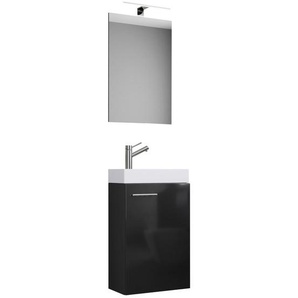 Mid.you Gästebad , Schwarz , Keramik , 40 cm , hängend , Badezimmer, Badmöbelsets & -serien, Badmöbel-Sets