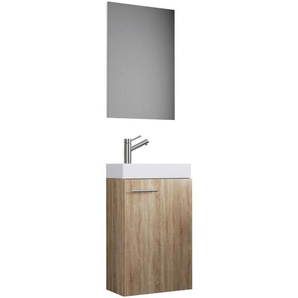 Mid.you Gästebad , Sonoma Eiche , Keramik , 41 cm , Badezimmer, Badmöbelsets & -serien, Badmöbel-Sets