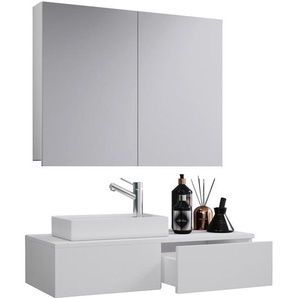 Mid.you Gästebad , Weiß , Keramik , 1 Schubladen , 85 cm , hängend , Badezimmer, Badmöbelsets & -serien, Badmöbel-Sets