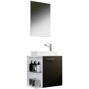 Mid.you Gästebad , Schwarz, Weiß , Keramik , 52 cm , hängend , Badezimmer, Badmöbelsets & -serien, Badmöbel-Sets