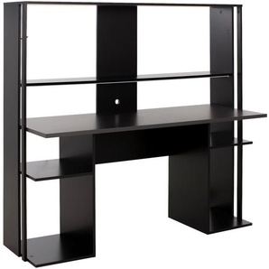 Mid.you Gaming Gamer, Schwarz, Dunkelgrau, Uni, rechteckig, Bodenplatte, 60x145 cm, Pefc, DIN EN ISO 14001, DIN EN ISO 9001, Made in Europe, CE EN 14786, Kabeldurchlass, Headsethalter, Arbeitszimmer, Schreibtische, PC- & Computertische