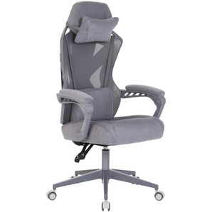 Mid.you Gamingstuhl, Dunkelgrau, Metall, Kunststoff, Textil, Drehkreuz, 64x117-129x63 cm, Sitzfläche 360° drehbar, Nackenkissen abnehmbar, Kinder- &