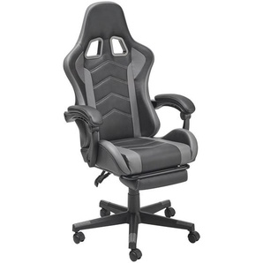 Mid.you Gamingstuhl, Grau, Schwarz, Metall, Kunststoff, Textil, Drehkreuz, 64x124-134x70 cm, Stühle