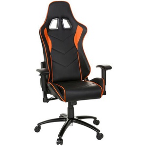 Mid.you Gamingstuhl, Orange, Schwarz, Textil, Drehkreuz, 70x138x54 cm, Wippmechanik mit Härtegradeinstellung, Sitzfläche 360° drehbar, Kinder- & Jugendzimmer, Jugendmöbel, Gamingstühle