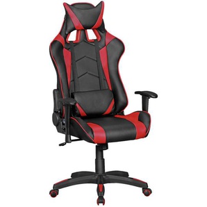 Mid.you Gamingstuhl, Rot, Schwarz, Kunststoff, Drehkreuz, 70x130x70 cm, Wippfunktion, Nackenkissen abnehmbar, Lendenkissen abnehmbar, Kinder & Jugendmöbel, Jugendmöbel, Gamingstühle