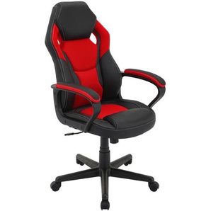 Mid.you Gamingstuhl, Rot, Schwarz, Kunststoff, Textil, Drehkreuz, 60x103x65 cm, Fsc, Wippmechanik mit Härtegradeinstellung, Sitzfläche 360° drehbar, abwischbar, Kinder & Jugendmöbel, Jugendmöbel, Gamingstühle
