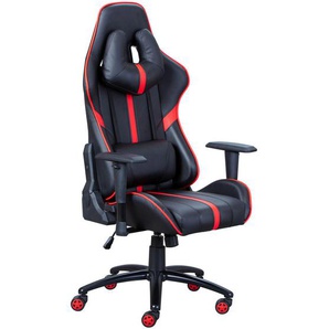Mid.you Gamingstuhl, Rot, Schwarz, Metall, Kunststoff, Leder, Lederlook, Drehkreuz, 70x127x70 cm, Kinder & Jugendmöbel, Jugendmöbel, Gamingstühle