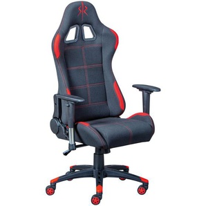 Mid.you Gamingstuhl, Rot, Schwarz, Textil, Füllung: Schaumstoff, Drehkreuz, 69x125x50 cm, Wippmechanik mit Härtegradeinstellung, Sitzfläche 360° drehbar, inklusive Armlehnen, Kinder & Jugendmöbel, Jugendmöbel, Gamingstühle
