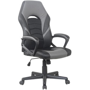 Mid.you Gamingstuhl, Schwarz, Dunkelgrau, Kunststoff, Textil, Drehkreuz, 59x111-124x63.5 cm, Fsc, Wippmechanik mit Härtegradeinstellung, Sitzfläche 360° drehbar, abwischbar, Kinder & Jugendmöbel, Jugendmöbel, Gamingstühle