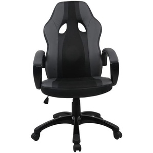 Mid.you Gamingstuhl, Schwarz, Hellgrau, Metall, Kunststoff, Textil, Drehkreuz, 61x111x70 cm, Sitzfläche 360° drehbar, inklusive Armlehnen, Kinder- &