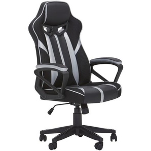 Mid.you Gamingstuhl, Schwarz, Silber, Metall, Kunststoff, Textil, Füllung: Schaumstoff, Drehkreuz, 64x122x64 cm, Sitzfläche 360° drehbar, Kinder & Jugendmöbel, Jugendmöbel, Gamingstühle
