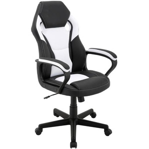 Mid.you Gamingstuhl, Schwarz, Weiß, Kunststoff, Textil, Drehkreuz, 60x103x65 cm, Fsc, Wippmechanik mit Härtegradeinstellung, Sitzfläche 360° drehbar, abwischbar, Kinder & Jugendmöbel, Jugendmöbel, Gamingstühle