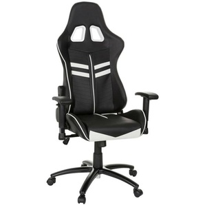 Mid.you Gamingstuhl, Schwarz, Weiß, Kunststoff, Textil, Drehkreuz, 72x138x63 cm, Wippmechanik mit Härtegradeinstellung, Kinder & Jugendmöbel, Jugendmöbel, Gamingstühle