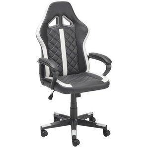 Mid.you Gamingstuhl, Schwarz, Weiß, Metall, Kunststoff, Textil, Drehkreuz, 60x114-124x62 cm, Kinder- & Jugendzimmer, Jugendmöbel, Gamingstühle