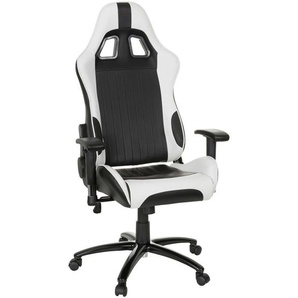 Mid.you Gamingstuhl, Schwarz, Weiß, Textil, Drehkreuz, 68x137x53 cm, Wippmechanik mit Härtegradeinstellung, Sitzfläche 360° drehbar, Kinder & Jugendmöbel, Jugendmöbel, Gamingstühle