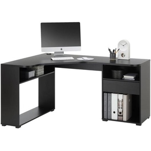 Mid.you Gamingtisch, Schwarz, Holzwerkstoff, 1 Schublade(n) Schubladen, formgebogen, 110x150x74 cm, Kabeldurchlass, Regal, Arbeitszimmer, Schreibtische, Computertische