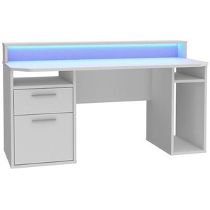 Mid.you Gamingtisch, Weiß, Kunststoff, 1 Schubladen, rechteckig, 91x72x160 cm, Kabeldurchlass, Stauraum, Regal, Arbeitszimmer, Schreibtische,
