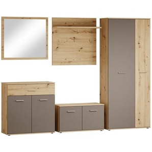 Mid.you Garderobe, Anthrazit, Eiche Artisan, Glas, Holzwerkstoff, 260x190x35 cm, Garderobe, Garderoben-Sets & Serien, Garderoben-Sets