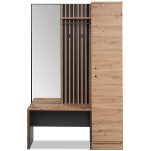 Mid.you Garderobe, Anthrazit, Eiche Artisan, Holzwerkstoff, 122x190x37 cm, Garderobe, Garderoben-Sets & Serien