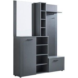 Mid.you Garderobe, Anthrazit, Glas, Holzwerkstoff, 7-teilig, 3 Fächer, 150x190x32 cm, Garderobe, Garderoben-Sets & Serien, Garderoben-Sets