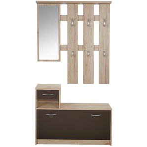 Mid.you Garderobe, Braun, Eiche, Glas, Holzwerkstoff, 100x190x26 cm, Garderobe, Garderoben-Sets & Serien