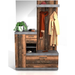 Mid.you Garderobe, Graphit, Dunkelbraun, 120x194x36 cm, Garderobe, Garderoben-Sets