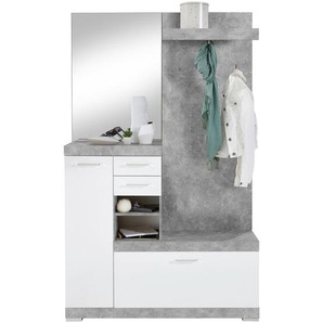 Mid.you Garderobe, Grau, Weiß, 120x196x35 cm, Garderobe, Garderoben-Sets