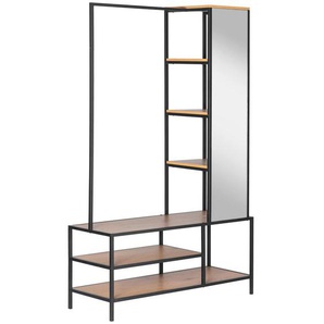 Mid.you Garderobe, Natur, Schwarz, Metall, Glas, Holzwerkstoff, 7 Fächer, 110x177x40 cm, Garderobe, Garderoben-Sets & Serien