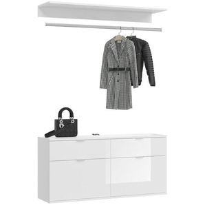 Mid.you Garderobe, Weiß, 2-teilig, 2 Schubladen, 120x173.8-11.4x37 cm, FSC Mix, Garderobe, Garderoben-Sets & Serien