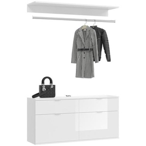 Mid.you Garderobe, Weiß, 2-teilig, 2 Schubladen, 120x173.8-11.4x37 cm, FSC Mix, Garderobe, Garderoben-Sets