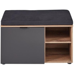 Mid.you Garderobenbank , Grau, Eiche , Holzwerkstoff , 2-Sitzer , Füllung: Schaumstoff, Polyester, Polyurethan (Pur), Polyethersulfon (Pes) , 82x51x38 cm , Holzmöbel, Garderoben Holz, Garderobenbänke Holz