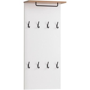 Mid.you Garderobenpaneel, Weiß, Eiche, Holzwerkstoff, 50x110.6x19.9 cm, Aufhängemöglichkeit, Hutablage, Kleiderstange, Garderobe, Garderobenpaneele,