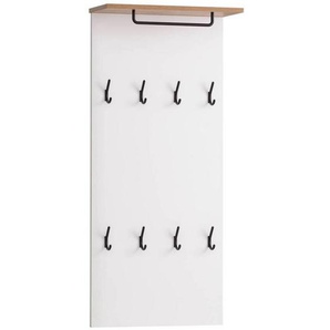 Mid.you Garderobenpaneel, Weiß, Eiche, Holzwerkstoff, 50x110.6x19.9 cm, Aufhängemöglichkeit, Hutablage, Kleiderstange, Garderobe, Garderobenpaneele,