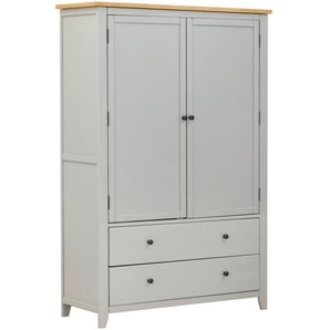 Mid.you Garderobenschrank, Grau, Natur, Holzwerkstoff, Eiche, Kiefer, furniert, massiv, 3 Fächer, 2 Schubladen, 120x180x45 cm, Garderobe,