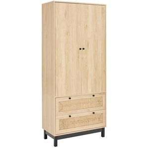 Mid.you Garderobenschrank, Natur, Metall, Kiefer, massiv, 2 Schubladen, 80x190x39 cm, Fsc, Garderobe, Garderobenschränke, Garderobenschränke