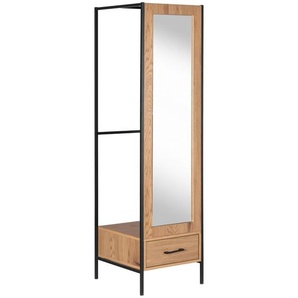 Mid.you Garderobenschrank, Natur, Schwarz, Metall, 1 Schubladen, 44.5x165x50 cm, Garderobe, Garderobenschränke