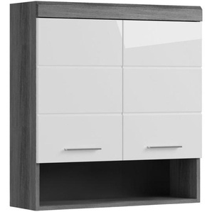 Mid.you Hängeschrank Scout, Anthrazit, Grau, Weiß Hochglanz, Holzwerkstoff, 2 Fächer, 74x79x24 cm, FSC Mix, hängend, Badezimmer, Badezimmerschränke, Hängeschränke